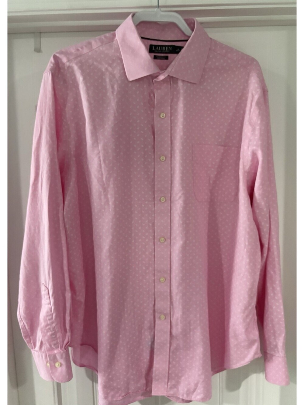 Lauren Ralph Lauren Button Up Shirt Classic Fit Men’s 18 36/37 Pink Print